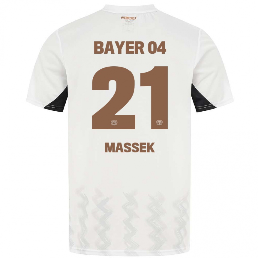 Kids Football Ivan Massek #21 White Black Away Jersey 2024/25 T-Shirt Uk