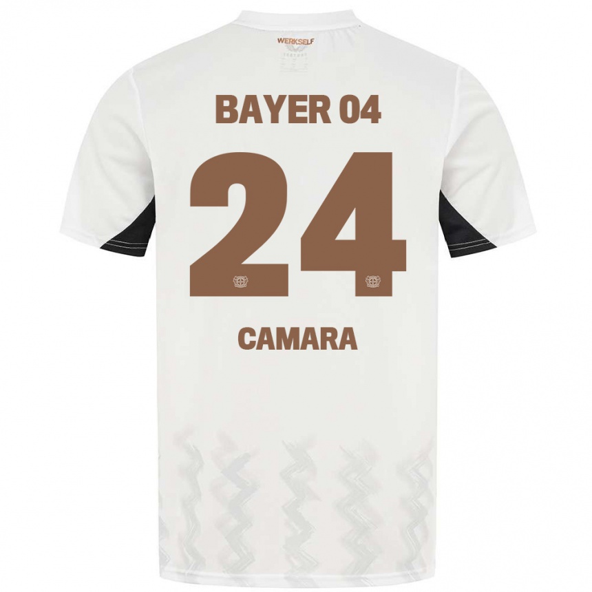 Kids Football Nourdine Camara #24 White Black Away Jersey 2024/25 T-Shirt Uk