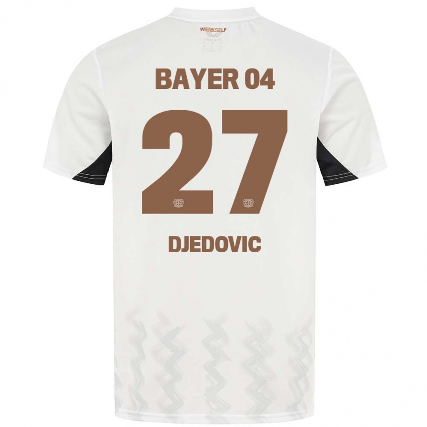 Kids Football Seldin Djedovic #27 White Black Away Jersey 2024/25 T-Shirt Uk