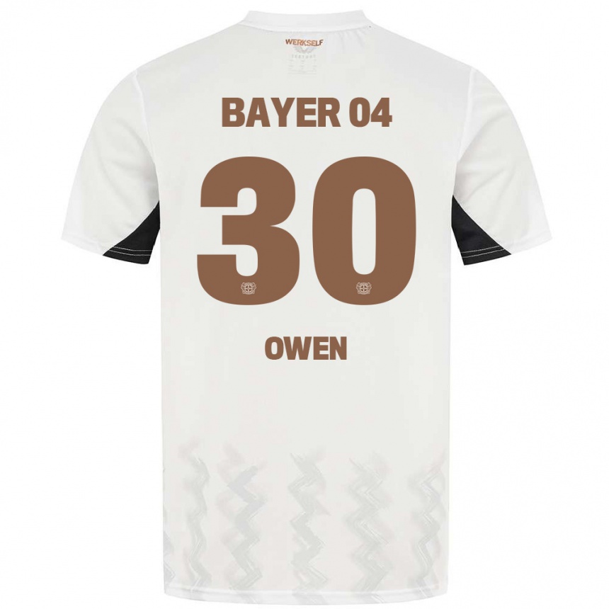 Kids Football Emmanuel Owen #30 White Black Away Jersey 2024/25 T-Shirt Uk