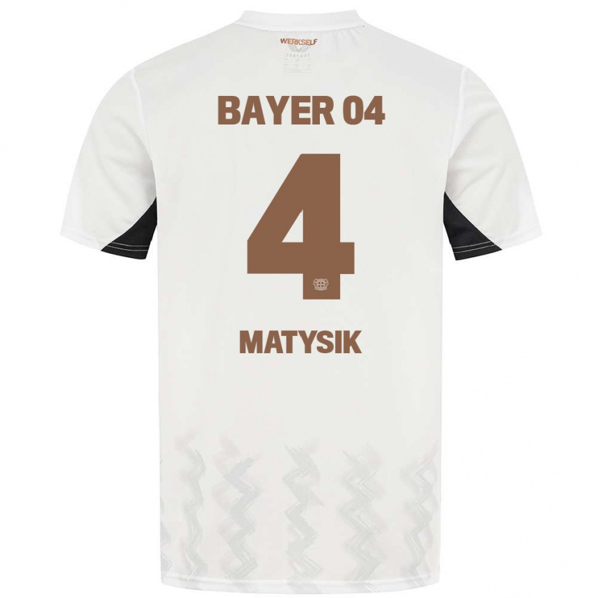 Kids Football Sylwia Matysik #4 White Black Away Jersey 2024/25 T-Shirt Uk