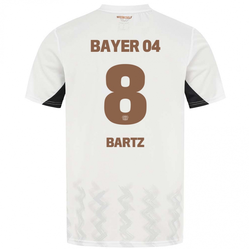 Kids Football Paulina Bartz #8 White Black Away Jersey 2024/25 T-Shirt Uk