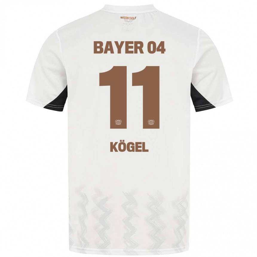 Kids Football Kristin Kögel #11 White Black Away Jersey 2024/25 T-Shirt Uk