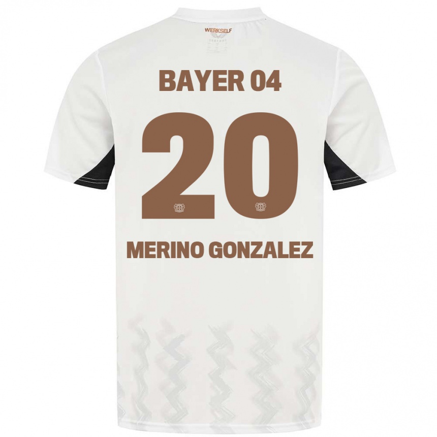 Kids Football Estrella Merino Gonzalez #20 White Black Away Jersey 2024/25 T-Shirt Uk