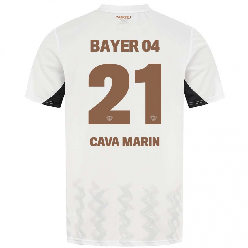 Kids Football Sofia Cava Marin #21 White Black Away Jersey 2024/25 T-Shirt Uk