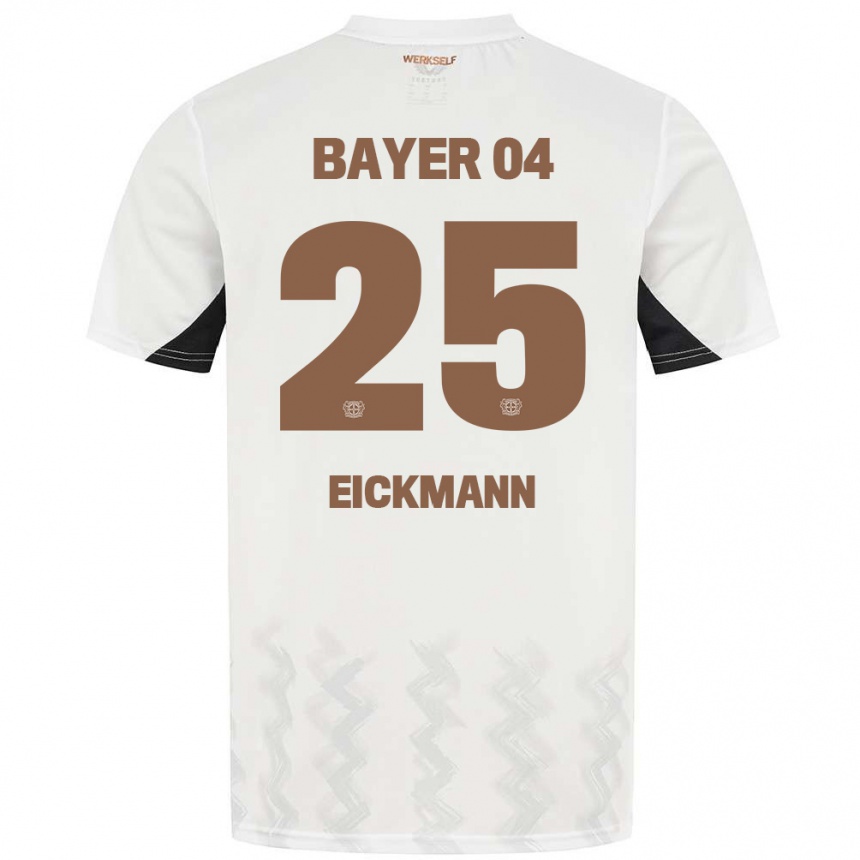 Kids Football Mia Eickmann #25 White Black Away Jersey 2024/25 T-Shirt Uk