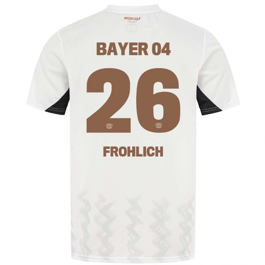 Kids Football Clara Fröhlich #26 White Black Away Jersey 2024/25 T-Shirt Uk