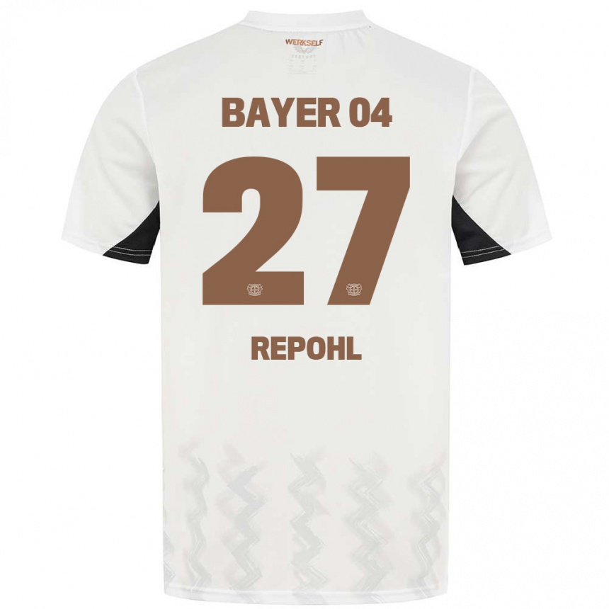 Kids Football Friederike Repohl #27 White Black Away Jersey 2024/25 T-Shirt Uk