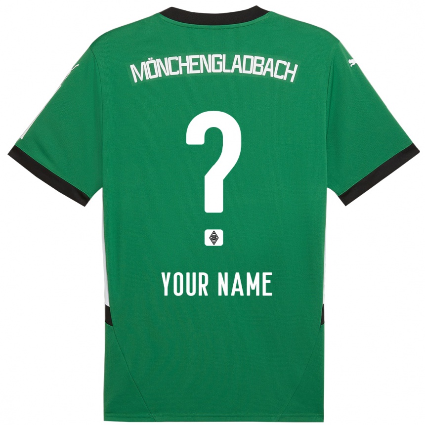 Kids Football Your Name #0 Green White Away Jersey 2024/25 T-Shirt Uk