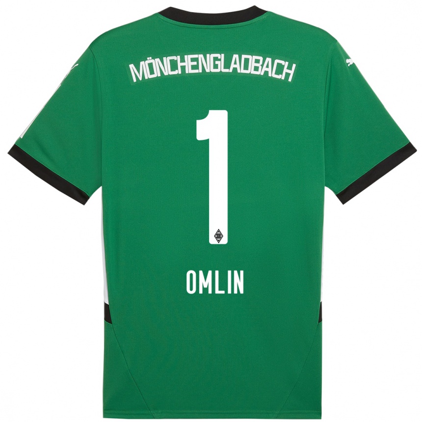 Kids Football Jonas Omlin #1 Green White Away Jersey 2024/25 T-Shirt Uk