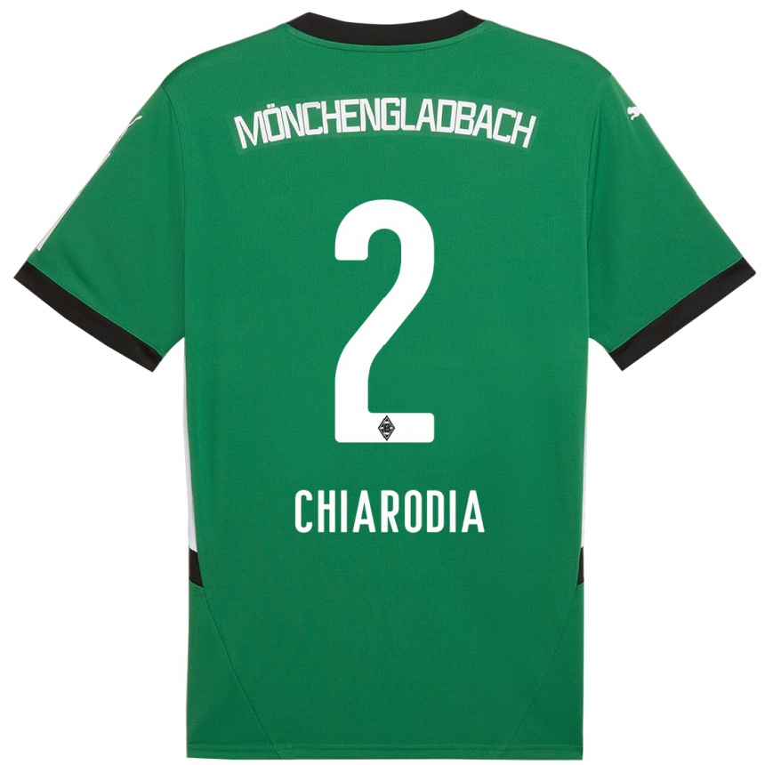 Kids Football Fabio Chiarodia #2 Green White Away Jersey 2024/25 T-Shirt Uk