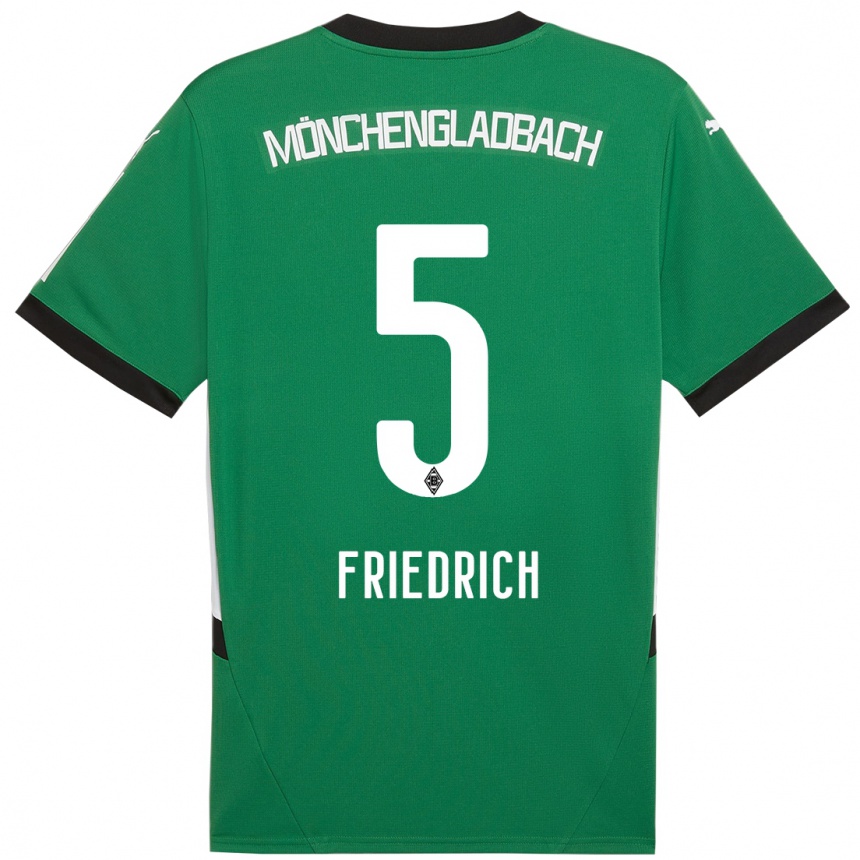 Kids Football Marvin Friedrich #5 Green White Away Jersey 2024/25 T-Shirt Uk