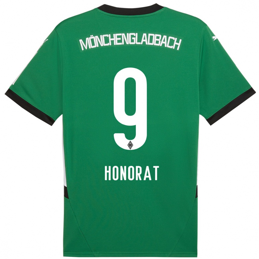 Kids Football Franck Honorat #9 Green White Away Jersey 2024/25 T-Shirt Uk