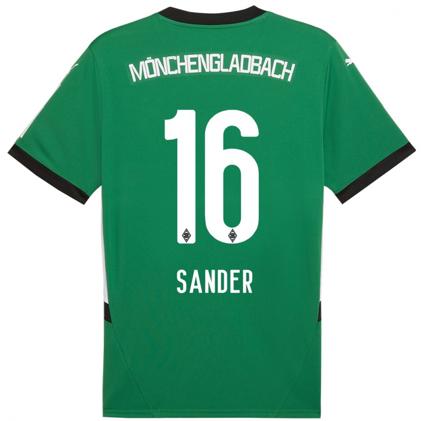 Kids Football Philipp Sander #16 Green White Away Jersey 2024/25 T-Shirt Uk