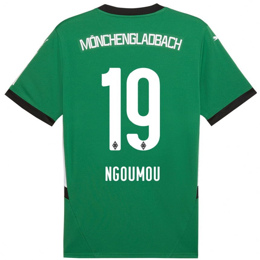 Kids Football Nathan Ngoumou #19 Green White Away Jersey 2024/25 T-Shirt Uk