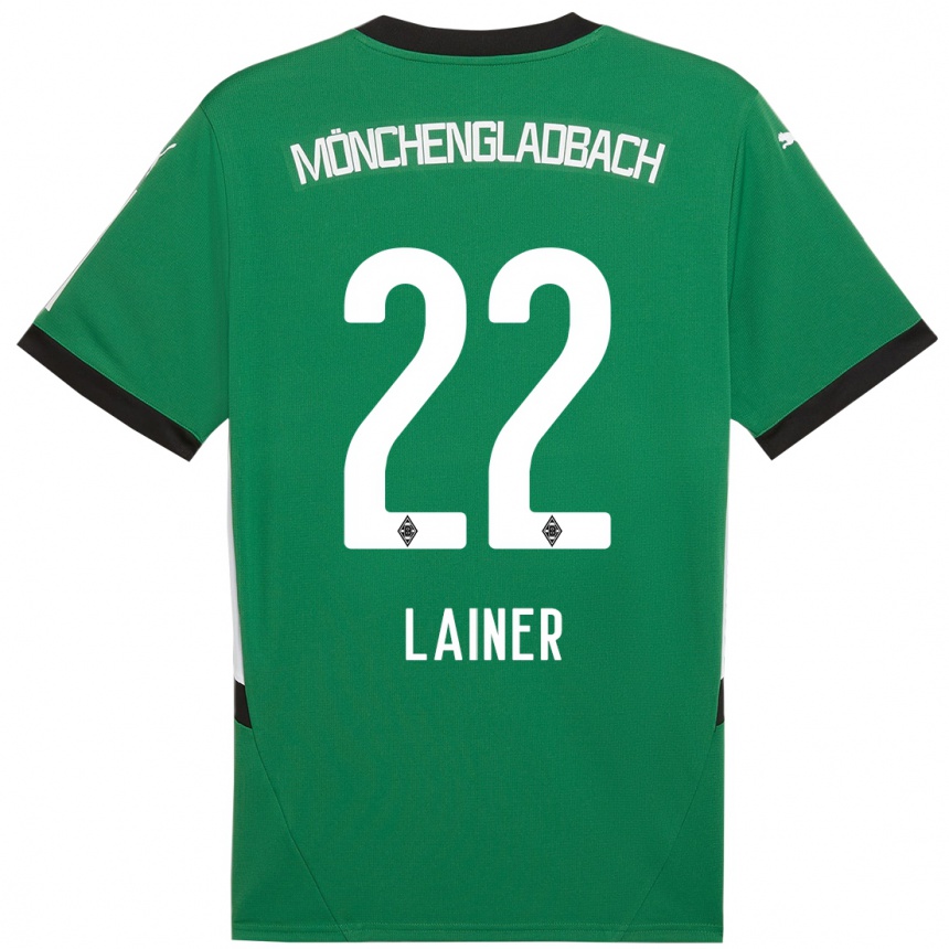 Kids Football Stefan Lainer #22 Green White Away Jersey 2024/25 T-Shirt Uk