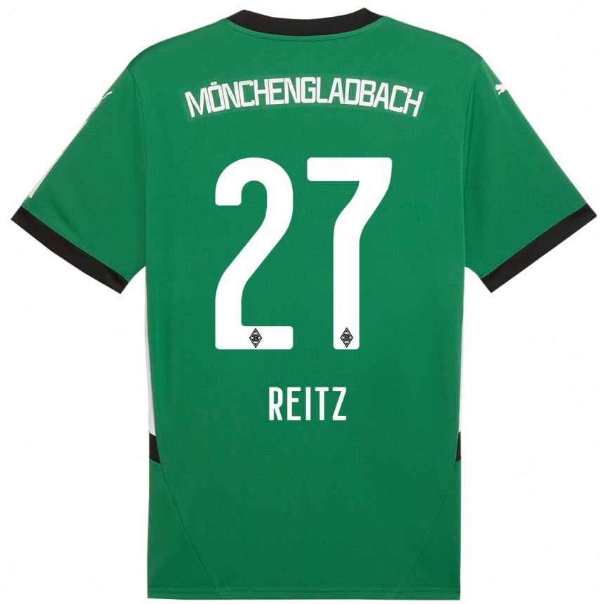 Kids Football Rocco Reitz #27 Green White Away Jersey 2024/25 T-Shirt Uk