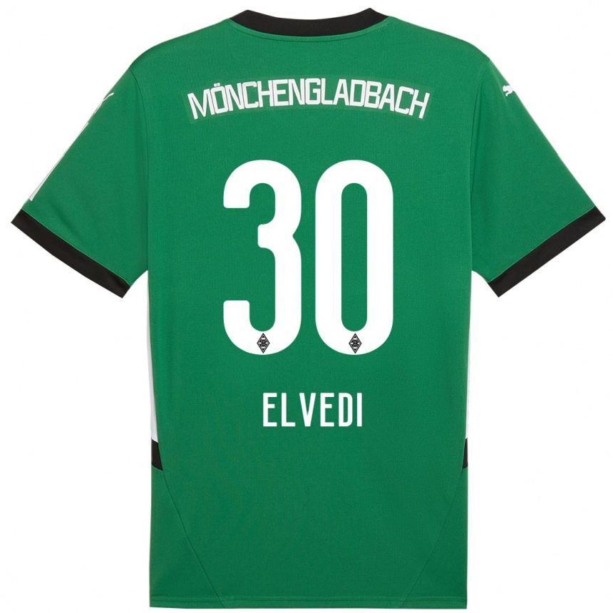 Kids Football Nico Elvedi #30 Green White Away Jersey 2024/25 T-Shirt Uk