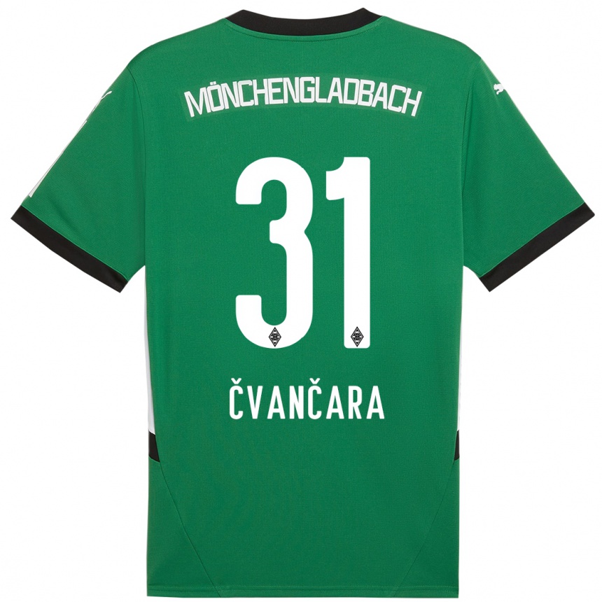 Kids Football Tomas Cvancara #31 Green White Away Jersey 2024/25 T-Shirt Uk