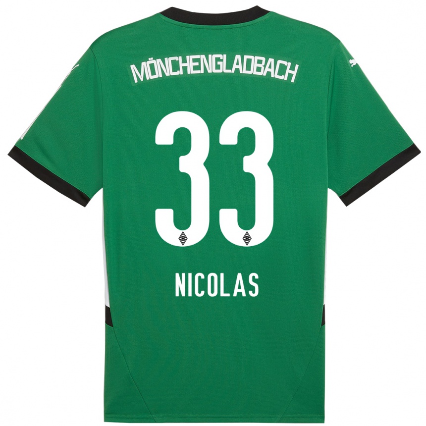 Kids Football Moritz Nicolas #33 Green White Away Jersey 2024/25 T-Shirt Uk