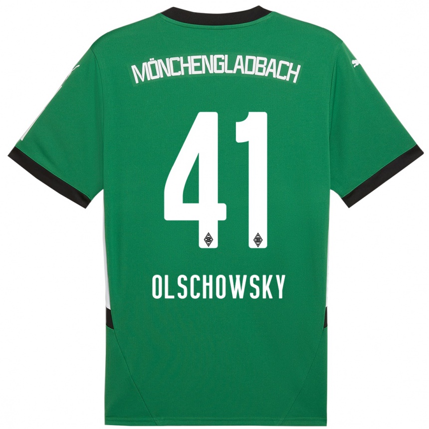 Kids Football Jan Olschowsky #41 Green White Away Jersey 2024/25 T-Shirt Uk