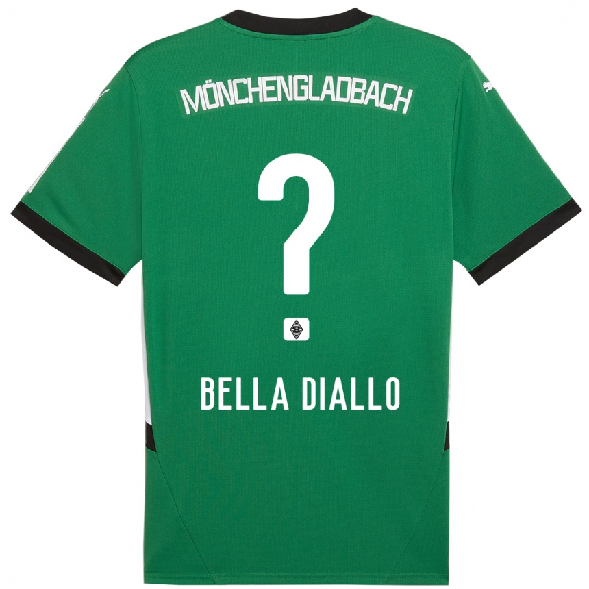 Kids Football Oumar Bella Diallo #0 Green White Away Jersey 2024/25 T-Shirt Uk