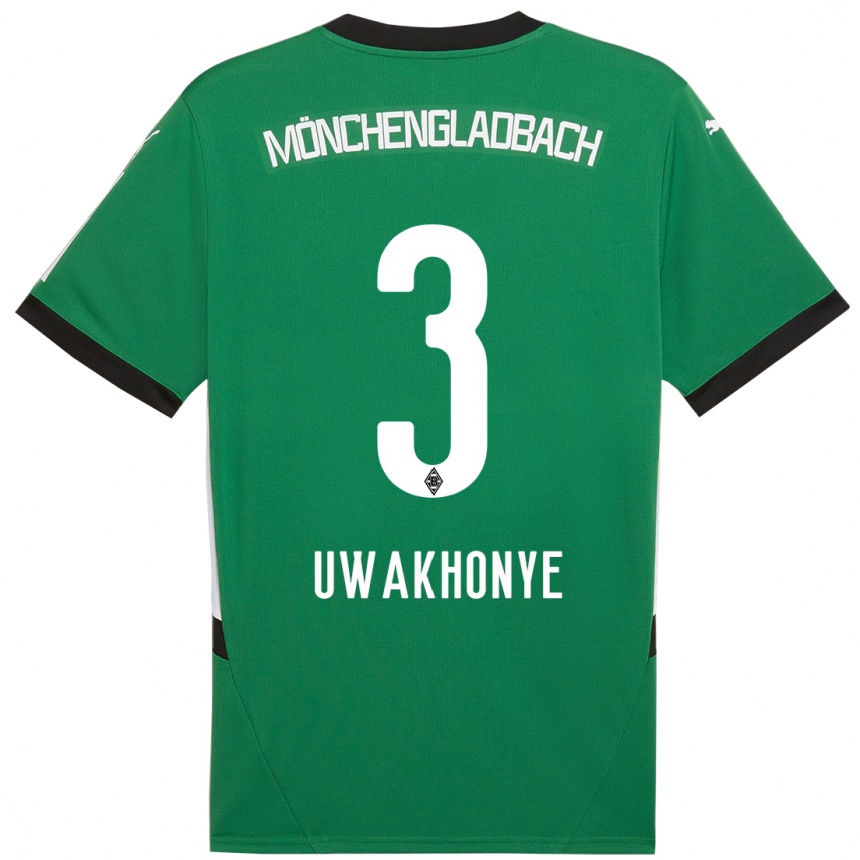 Kids Football Joshua Uwakhonye #3 Green White Away Jersey 2024/25 T-Shirt Uk