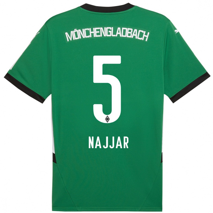 Kids Football Jamil Najjar #5 Green White Away Jersey 2024/25 T-Shirt Uk