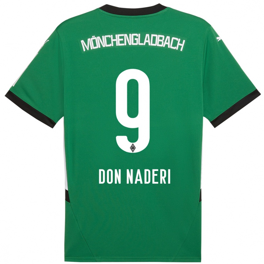 Kids Football Ryan Don Naderi #9 Green White Away Jersey 2024/25 T-Shirt Uk