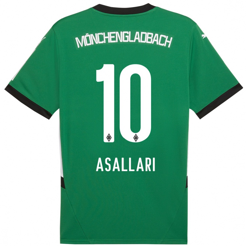 Kids Football Kushtrim Asallari #10 Green White Away Jersey 2024/25 T-Shirt Uk