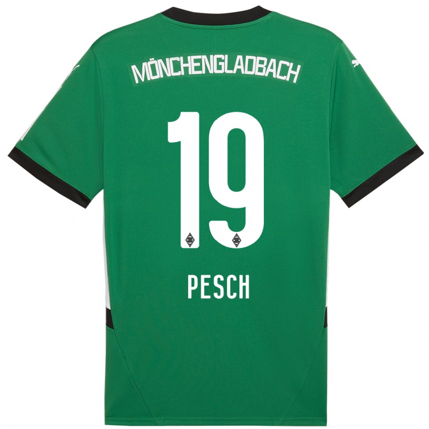 Kids Football Noah Pesch #19 Green White Away Jersey 2024/25 T-Shirt Uk