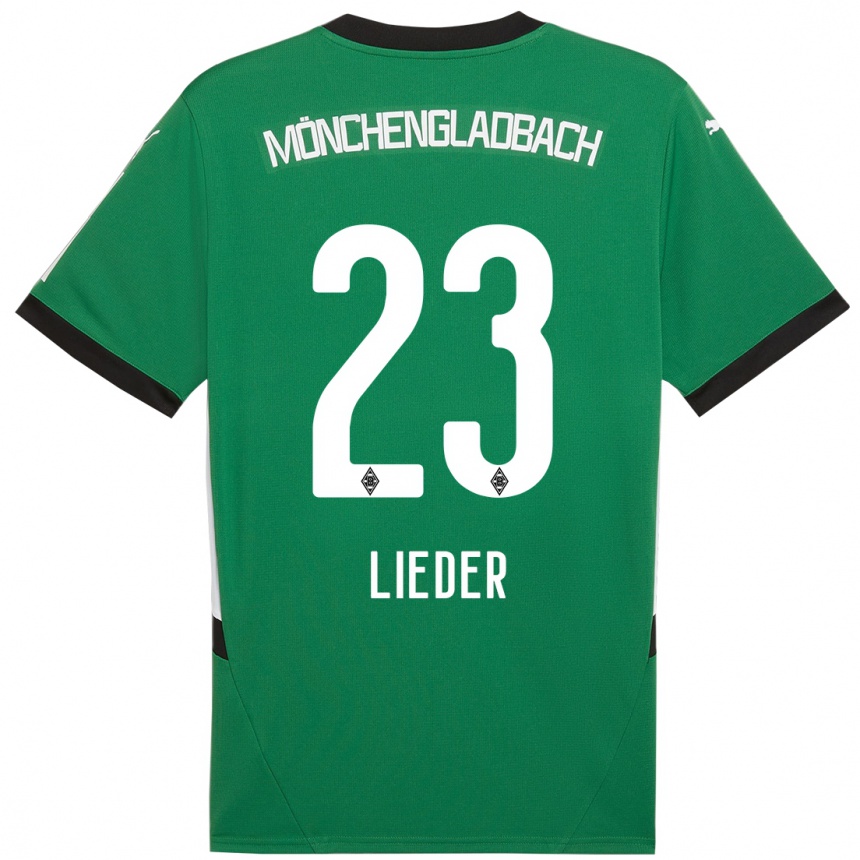 Kids Football Michel Lieder #23 Green White Away Jersey 2024/25 T-Shirt Uk