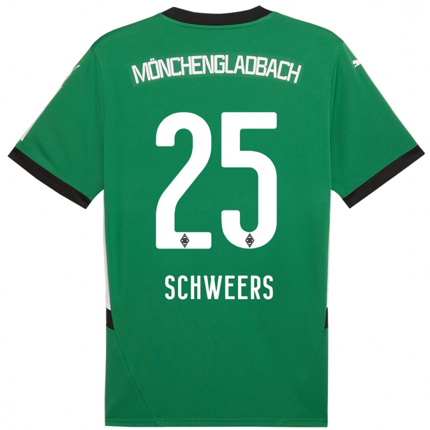 Kids Football Lion Schweers #25 Green White Away Jersey 2024/25 T-Shirt Uk