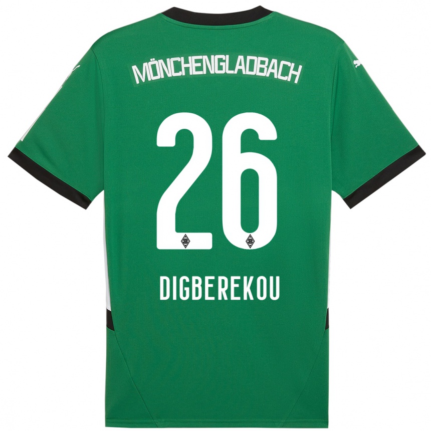 Kids Football Ibrahim Digberekou #26 Green White Away Jersey 2024/25 T-Shirt Uk