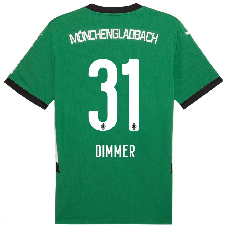 Kids Football Florian Dimmer #31 Green White Away Jersey 2024/25 T-Shirt Uk