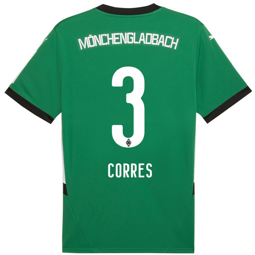 Kids Football Carolin Corres #3 Green White Away Jersey 2024/25 T-Shirt Uk