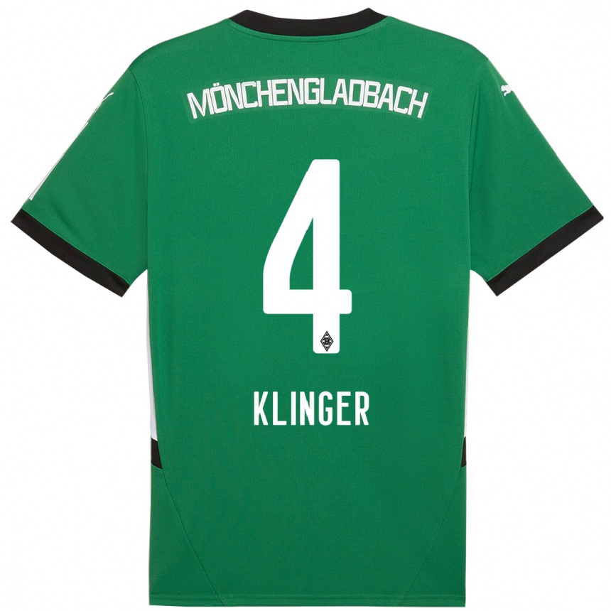 Kids Football Nina Klinger #4 Green White Away Jersey 2024/25 T-Shirt Uk