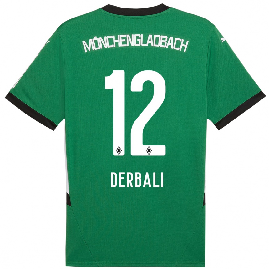 Kids Football Louisa Derbali #12 Green White Away Jersey 2024/25 T-Shirt Uk