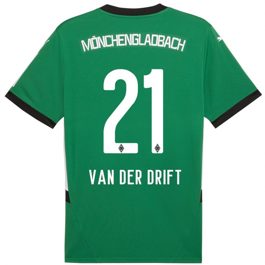 Kids Football Suus Van Der Drift #21 Green White Away Jersey 2024/25 T-Shirt Uk