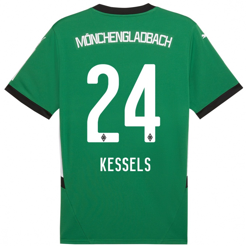 Kids Football Imke Kessels #24 Green White Away Jersey 2024/25 T-Shirt Uk