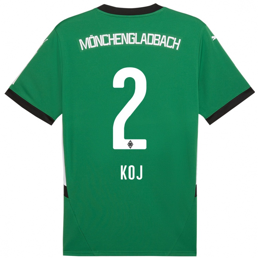 Kids Football Julia Koj #2 Green White Away Jersey 2024/25 T-Shirt Uk