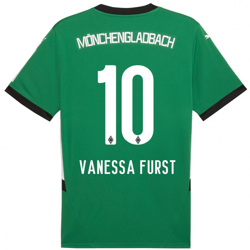 Kids Football Vanessa Fürst #10 Green White Away Jersey 2024/25 T-Shirt Uk