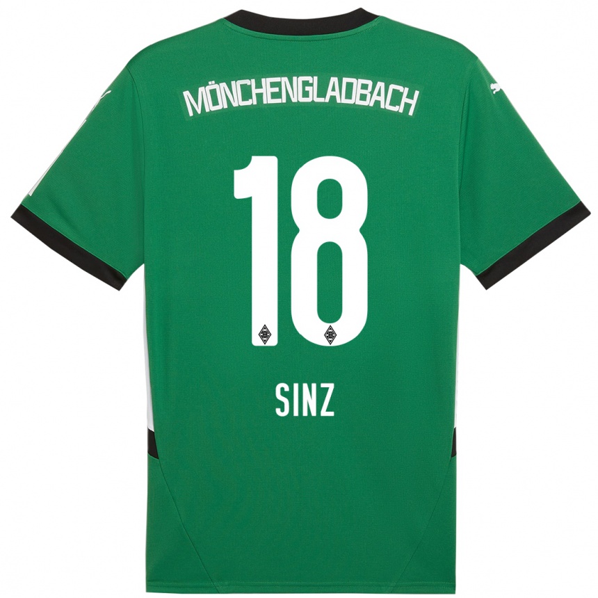 Kids Football Michelle Sinz #18 Green White Away Jersey 2024/25 T-Shirt Uk