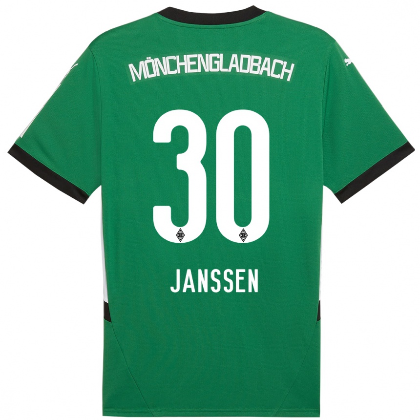 Kids Football Annalena Janssen #30 Green White Away Jersey 2024/25 T-Shirt Uk