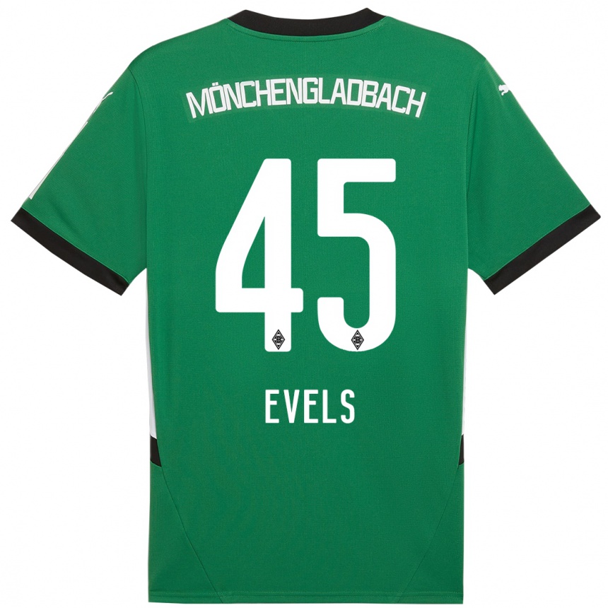 Kids Football Emily Evels #45 Green White Away Jersey 2024/25 T-Shirt Uk