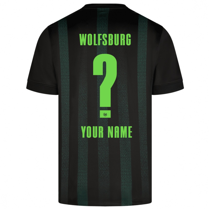 Kids Football Your Name #0 Dark Green Away Jersey 2024/25 T-Shirt Uk