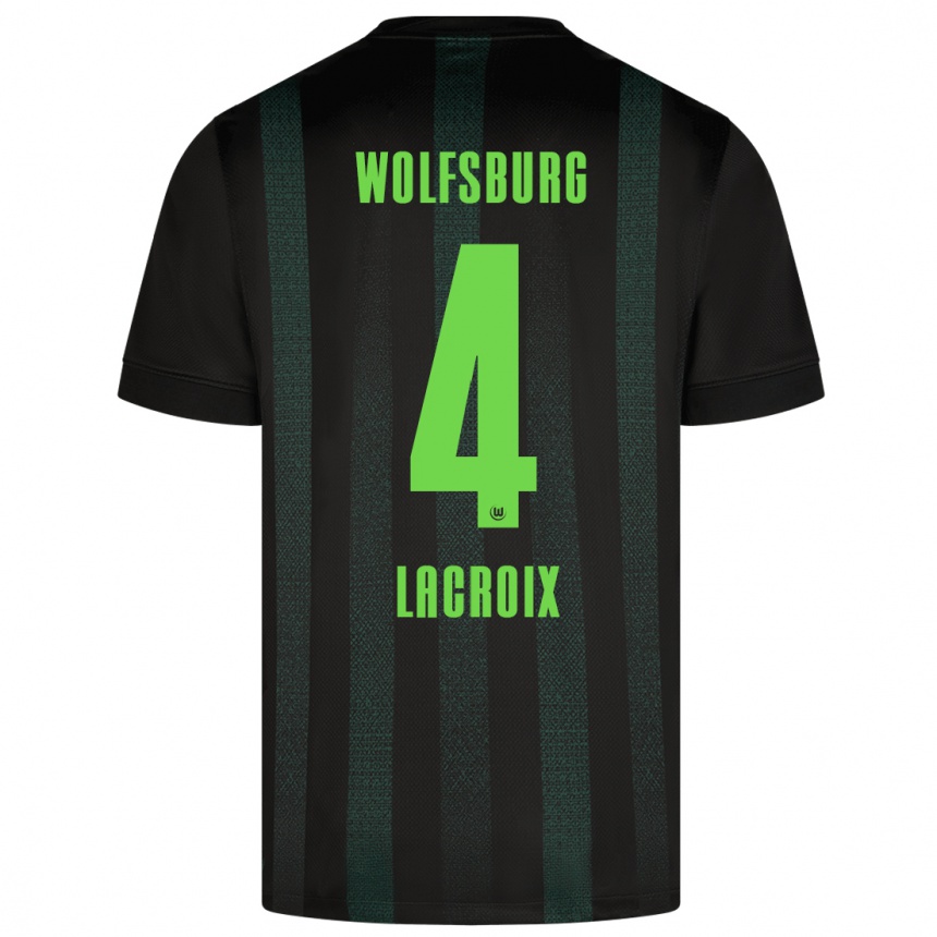 Kids Football Maxence Lacroix #4 Dark Green Away Jersey 2024/25 T-Shirt Uk