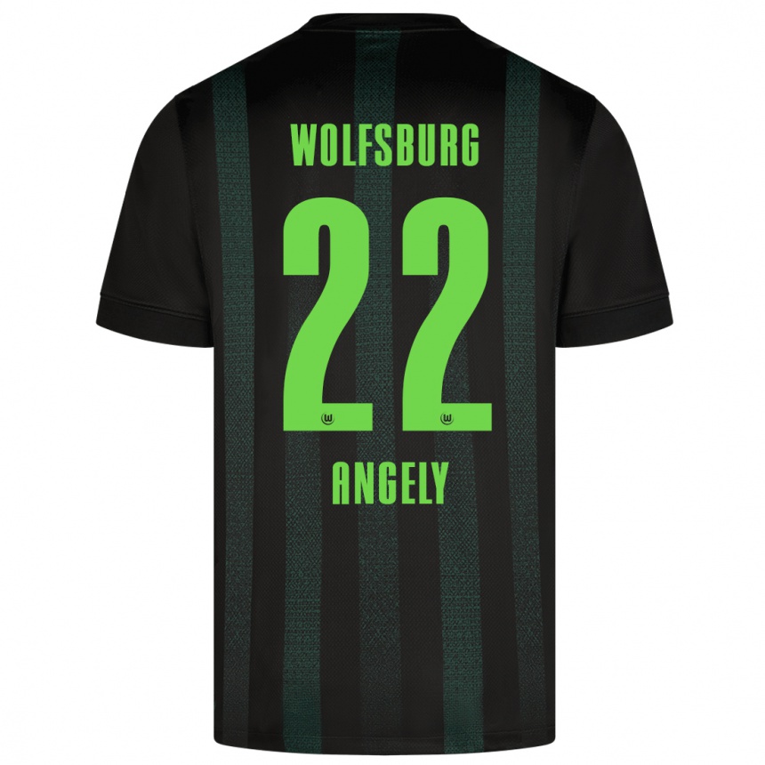 Kids Football Mathys Angély #22 Dark Green Away Jersey 2024/25 T-Shirt Uk