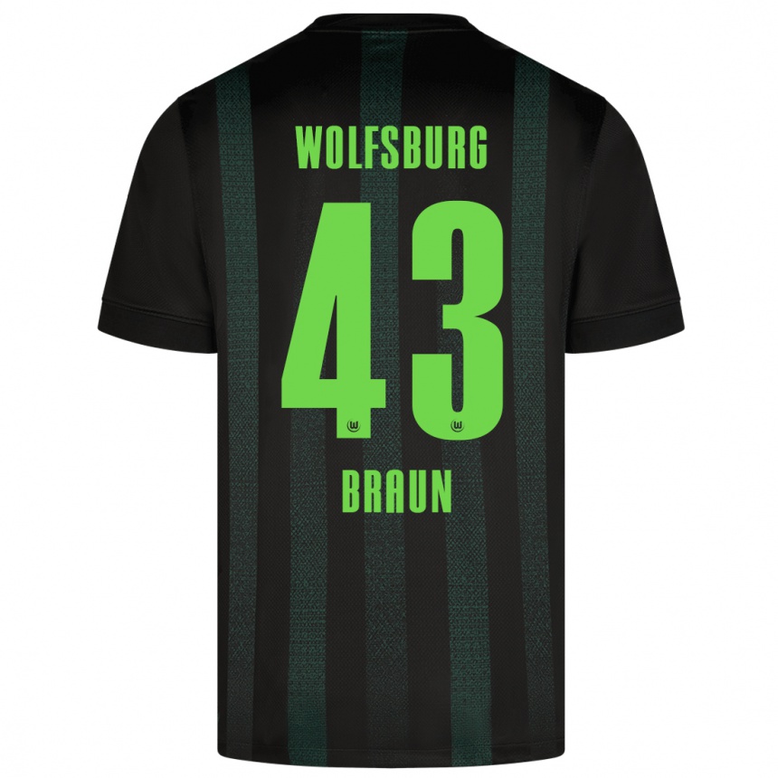 Kids Football Manuel Braun #43 Dark Green Away Jersey 2024/25 T-Shirt Uk