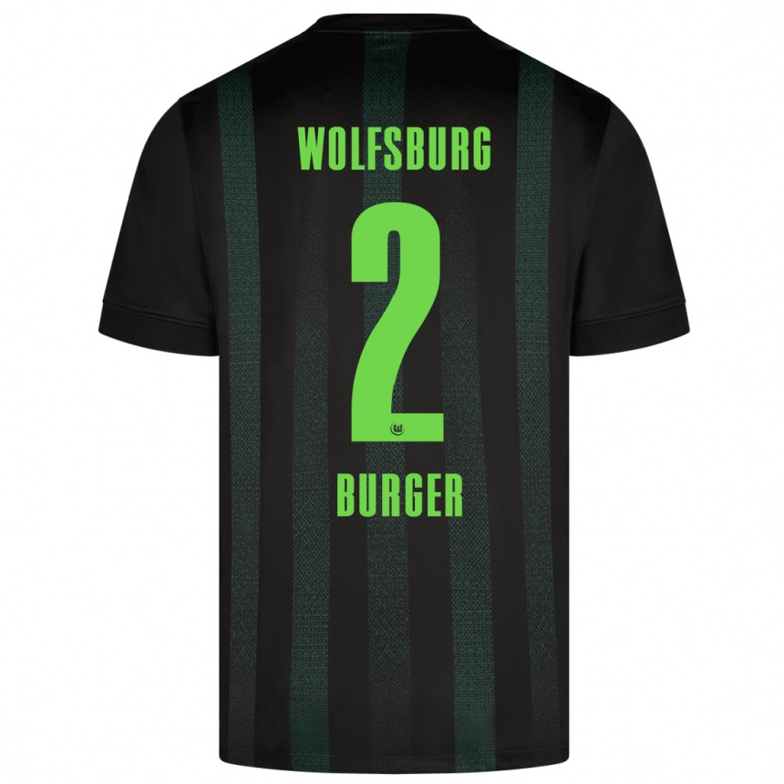 Kids Football Jan Bürger #2 Dark Green Away Jersey 2024/25 T-Shirt Uk